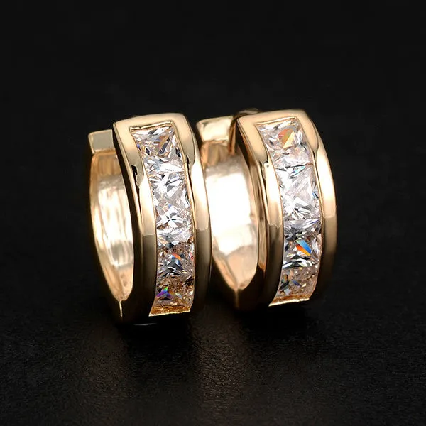17KM High quality Gold Color Crystal Zircon Earrings big statement   Silver Color earring jewelry for women