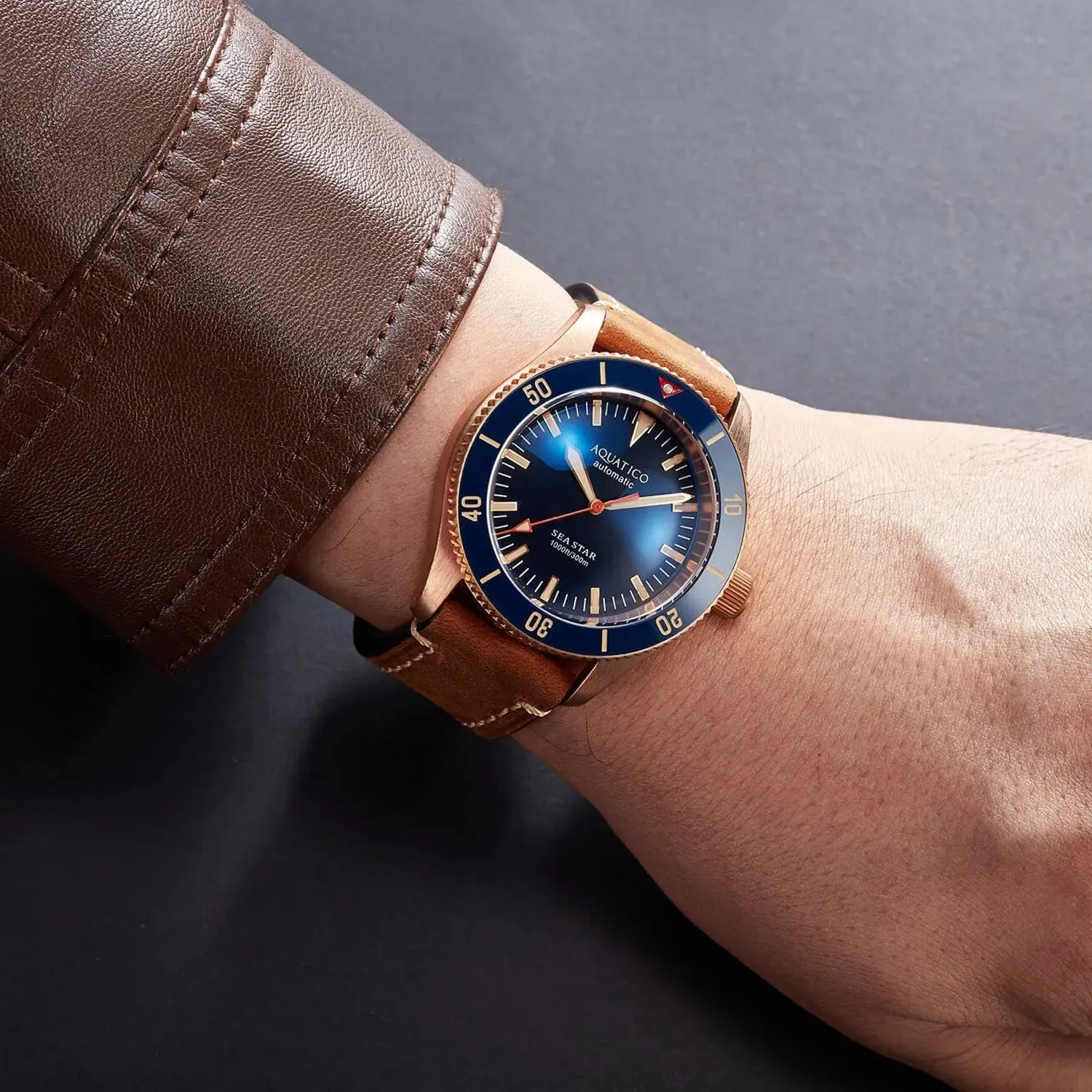 Aquatico Bronze Sea Star Blue Dial Watch (Sellita sw200-1 No Date)