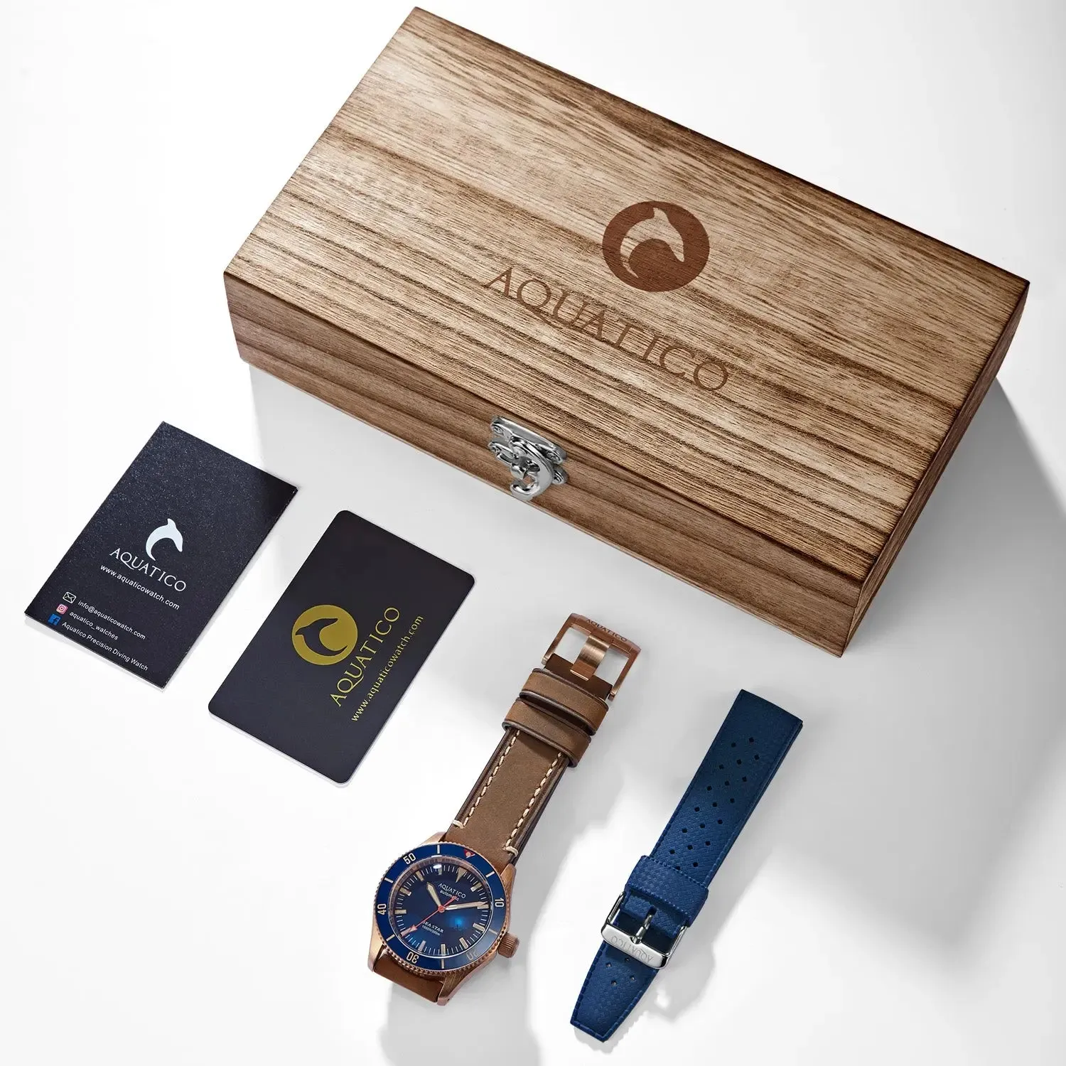 Aquatico Bronze Sea Star Blue Dial Watch (Sellita sw200-1 No Date)