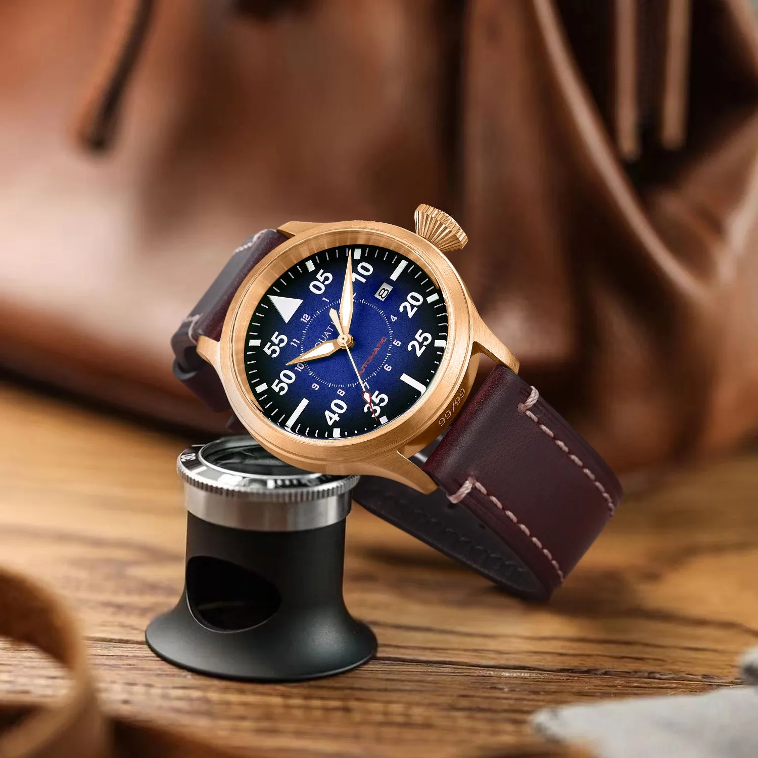 Bronze Horizon Hawk Gradient Blue Dial Automatic Pilot Watch