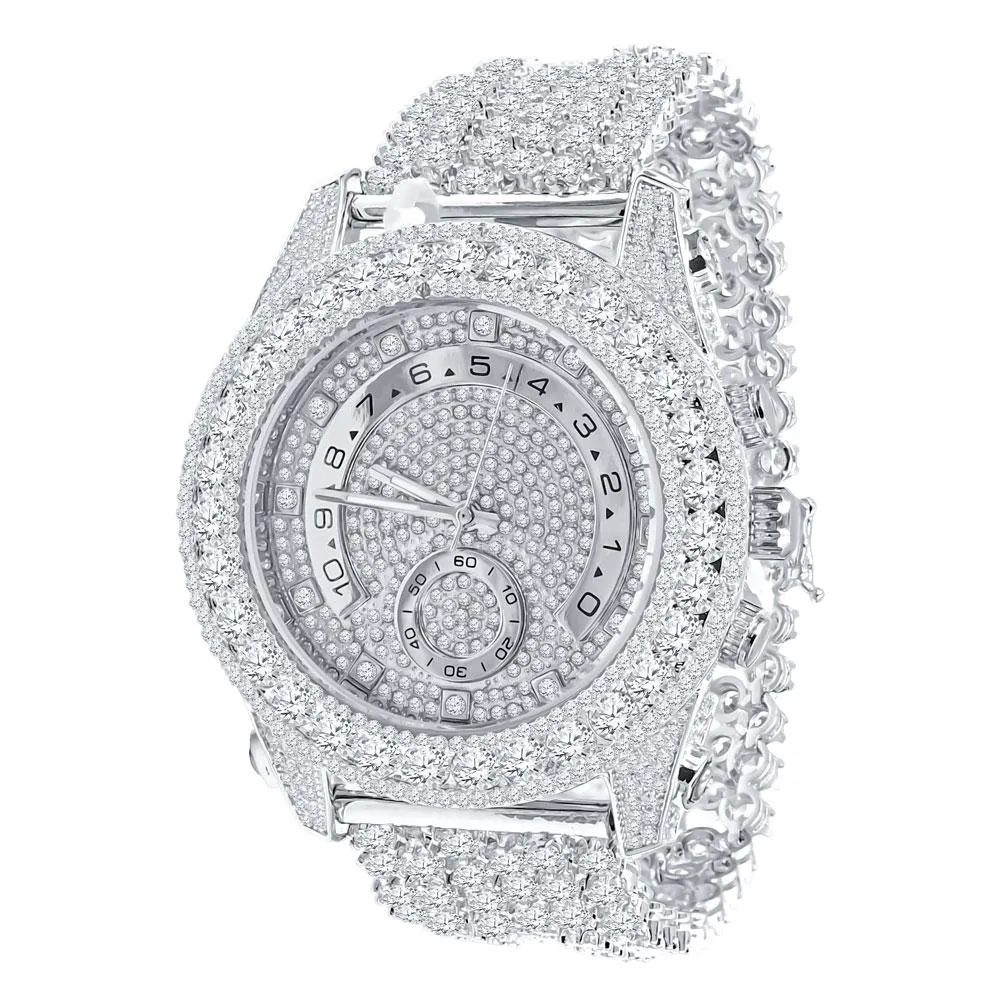 Bustdown Triple Bezel Chunky Band CZ Iced Out Watch