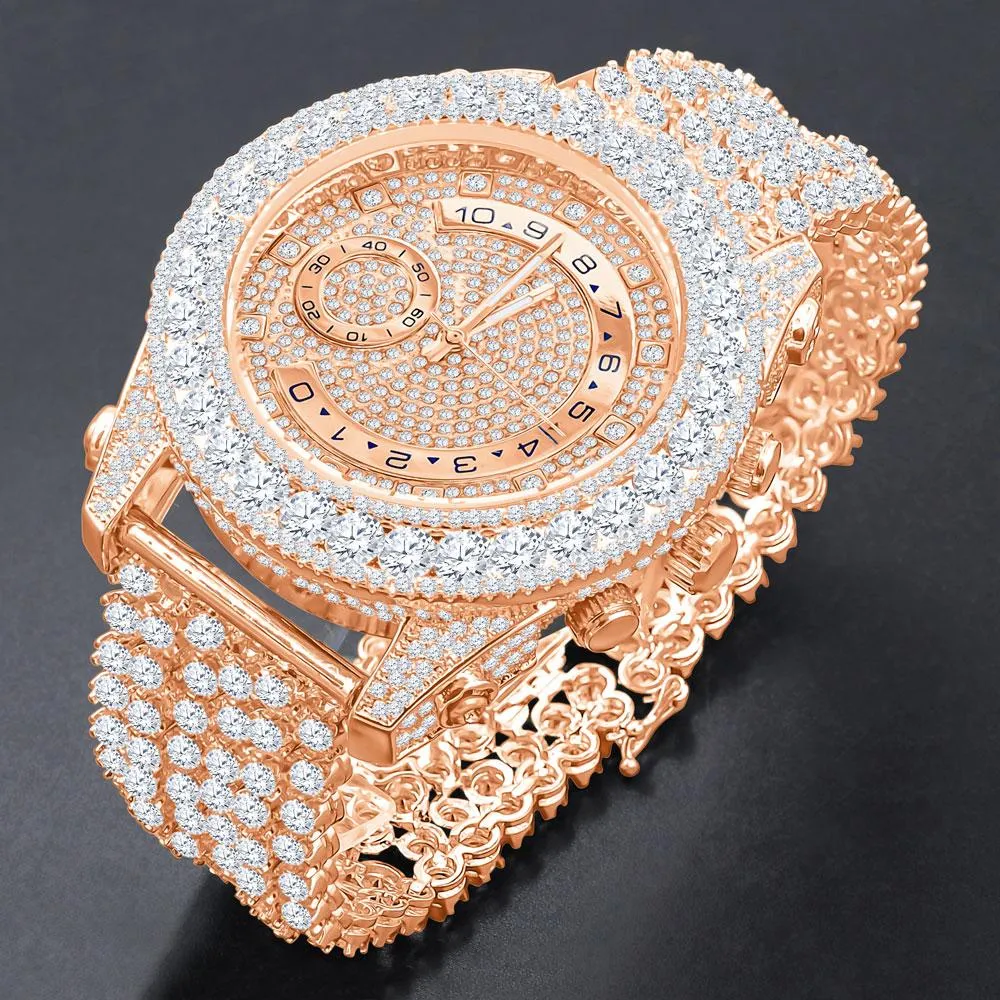 Bustdown Triple Bezel Chunky Band CZ Iced Out Watch