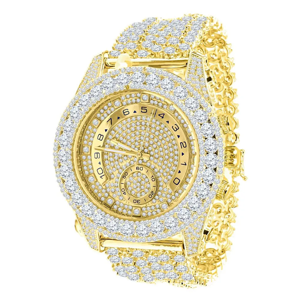 Bustdown Triple Bezel Chunky Band CZ Iced Out Watch