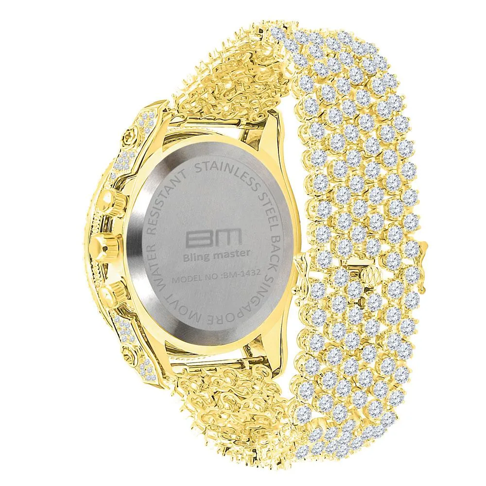 Bustdown Triple Bezel Chunky Band CZ Iced Out Watch