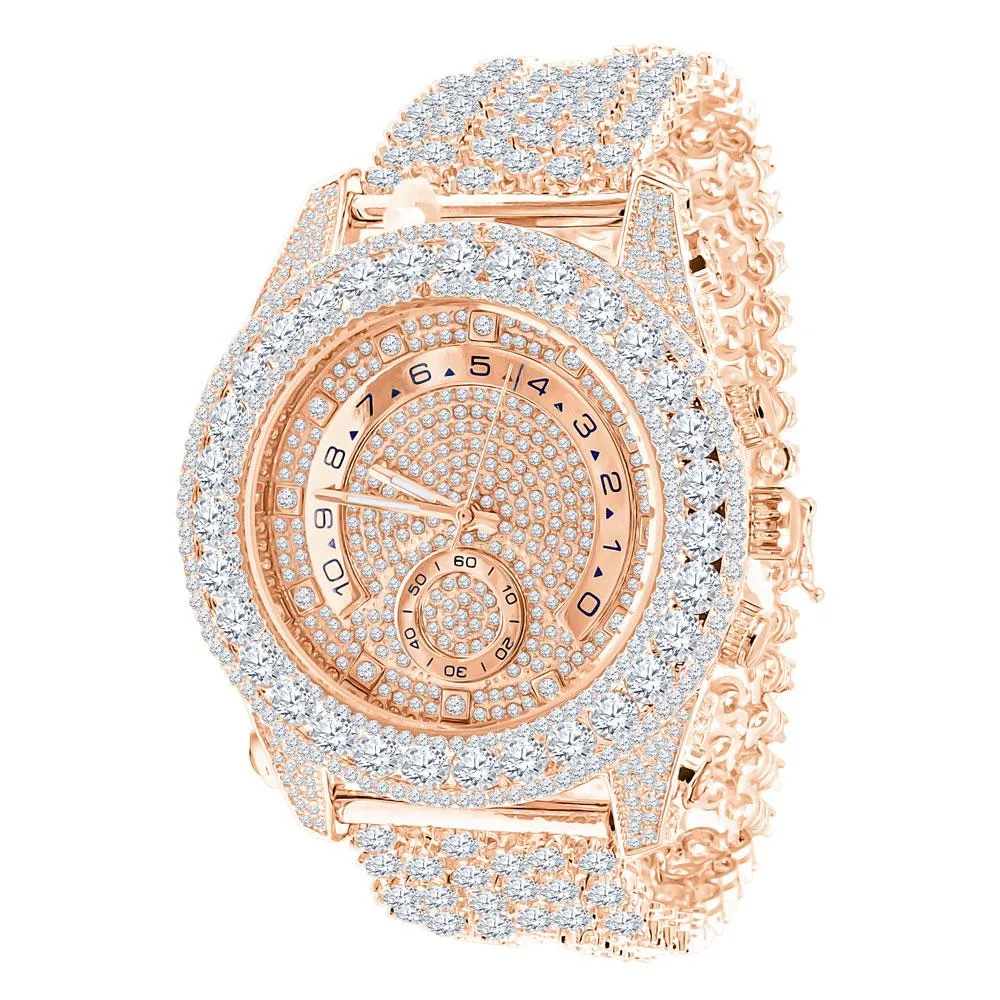 Bustdown Triple Bezel Chunky Band CZ Iced Out Watch