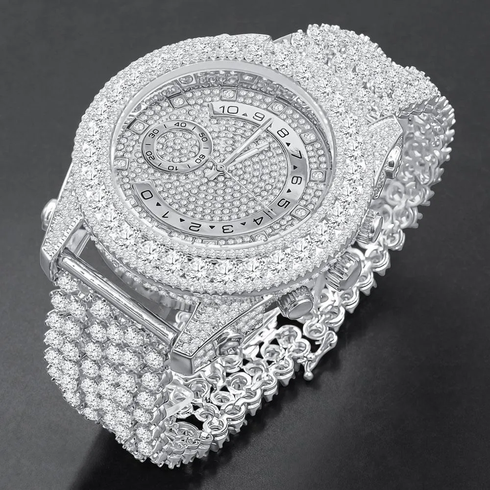 Bustdown Triple Bezel Chunky Band CZ Iced Out Watch