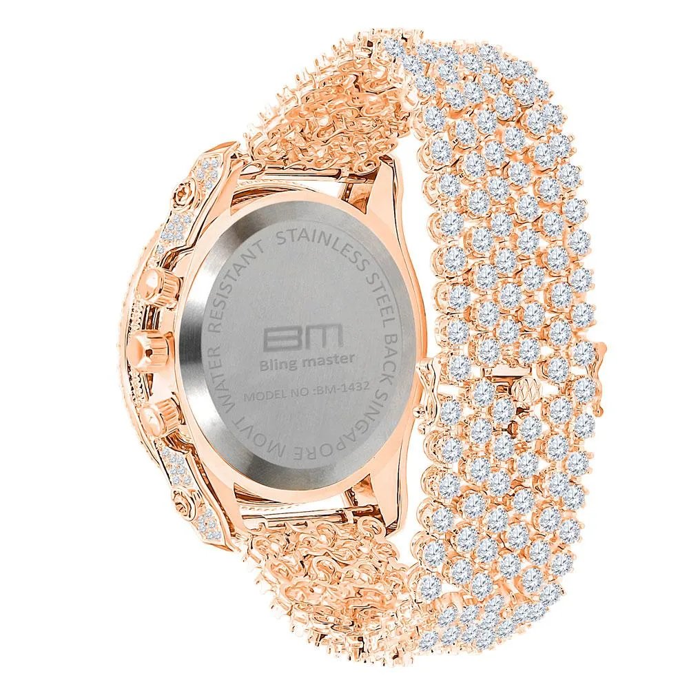 Bustdown Triple Bezel Chunky Band CZ Iced Out Watch