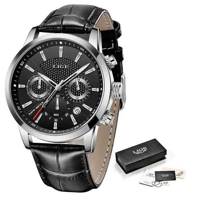 Casual Leather Business Male Waterproof Wristwatch
