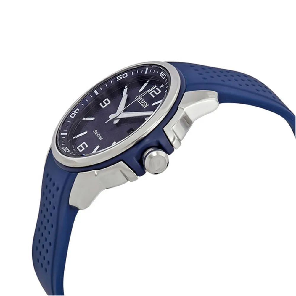 Citizen Eco-Drive Mens Blue Polyurethane Band Quartz Dial Watch - AW1158-05L