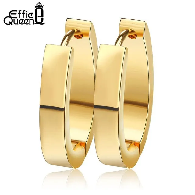 Effie Queen High Quality 316 L Stainless Steel Earrings for Women Perfect Polished Circle Stud Earrings Trendy Jewelry IE17