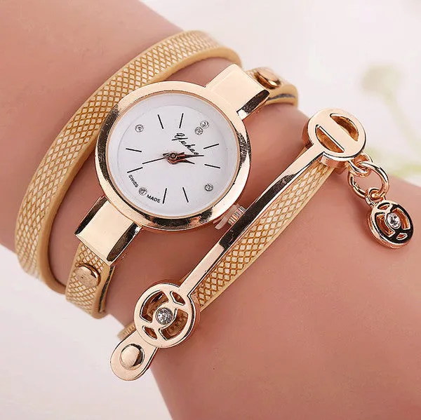 Fashion Style Leather Casual Bracelet Watch Wristwatch Women Dress Watches Long Leather Bracelet Watch