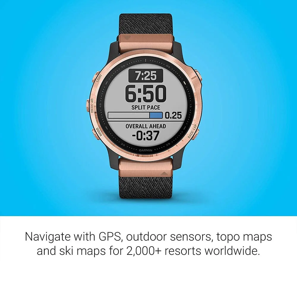 Garmin fenix 6S Sapphire Black Nylon Band Black Digital Dial Multisport GPS Smart Watch - 010-02159-36