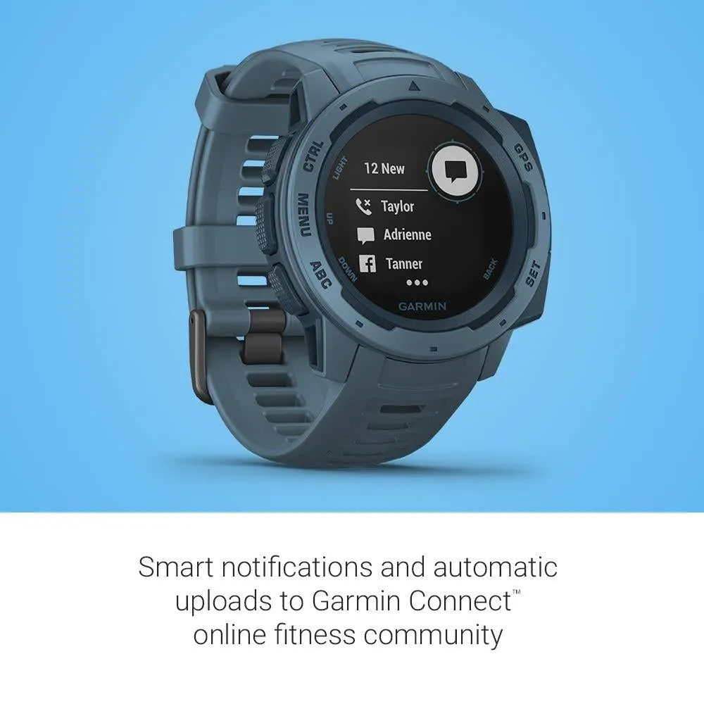 Garmin Instinct Lakeside Blue Band Multi-Sport Multi-Sensor Dial Rugged Outdoor Smart Watch - 010-02064-04