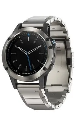 Garmin Unisex Silver Stainless Steel Band Quatix 5 Sapphire Black Quartz Dial Watch - 010-01688-41