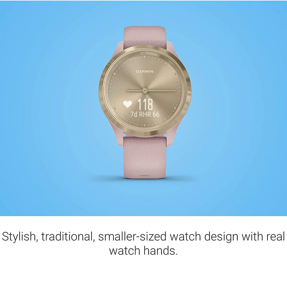 Garmin vivomove 3S Pink Silicone Band Gold Digital Dial Hybrid Smart Watch - 010-02238-01
