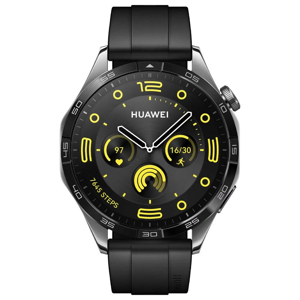 Huawei Watch GT 4 PNX-B19 (46mm - GPS) Black Stainless Steel Case With Black Fluoroelastomer Strap