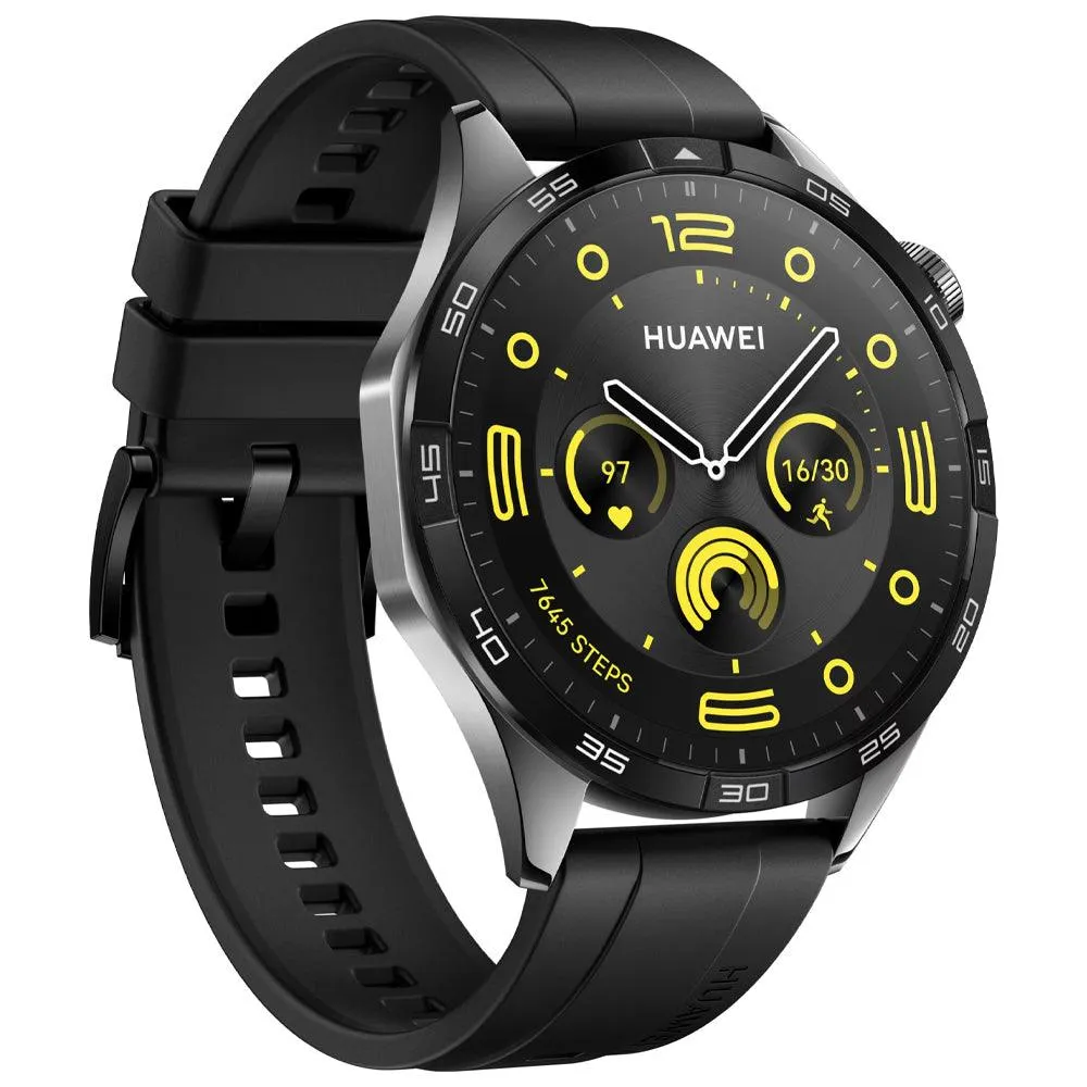 Huawei Watch GT 4 PNX-B19 (46mm - GPS) Black Stainless Steel Case With Black Fluoroelastomer Strap