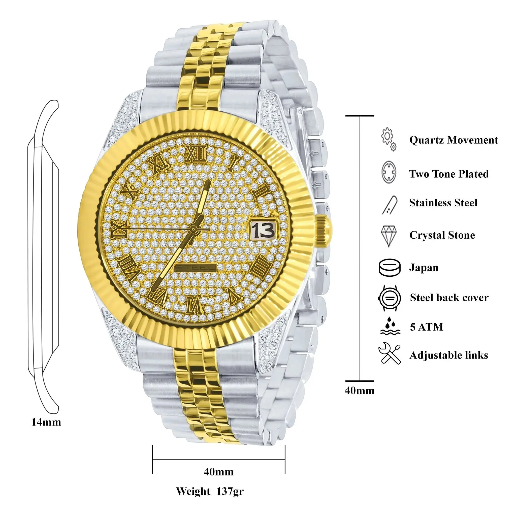 LUXE GLAMOUR CUBIC ZIRCON WATCH