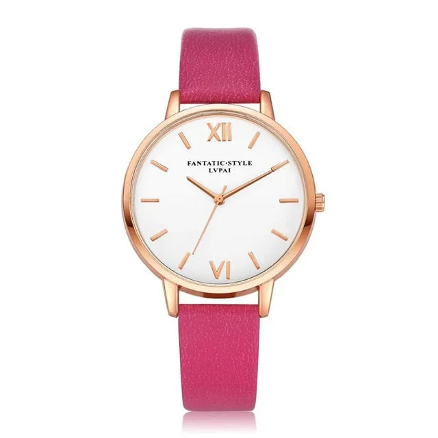 Lvpai Brand Rose Gold Luxury High Quality Casual Geneva Leather Strap Women Watches Bracelet Ladies Clock Hour Quartz Watch