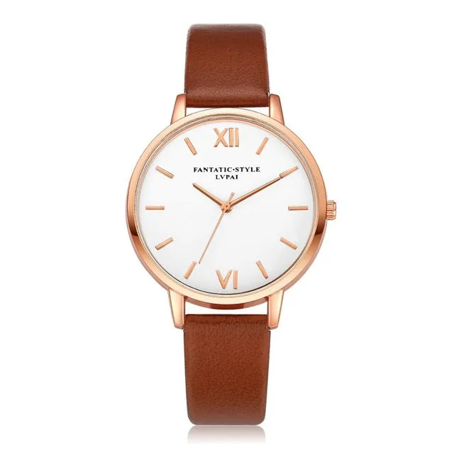 Lvpai Brand Rose Gold Luxury High Quality Casual Geneva Leather Strap Women Watches Bracelet Ladies Clock Hour Quartz Watch
