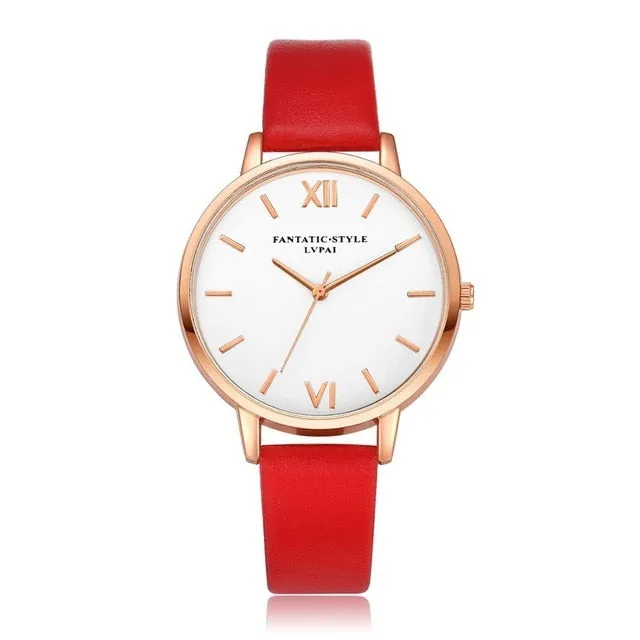 Lvpai Brand Rose Gold Luxury High Quality Casual Geneva Leather Strap Women Watches Bracelet Ladies Clock Hour Quartz Watch