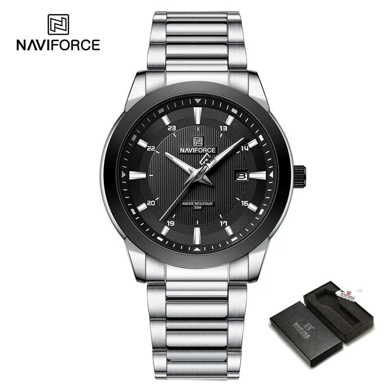 NAVIFORCE NF8029 New Luxury Men Watches Business Luminous Date Clock Stainless Steel Waterproof Male Quartz Wristwatches Reloj Hombre