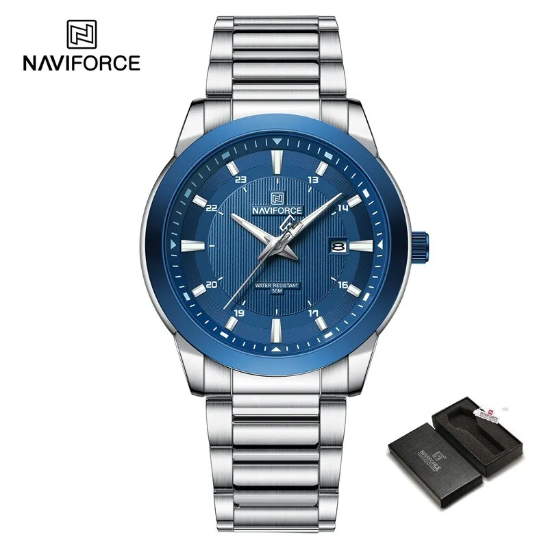 NAVIFORCE NF8029 New Luxury Men Watches Business Luminous Date Clock Stainless Steel Waterproof Male Quartz Wristwatches Reloj Hombre