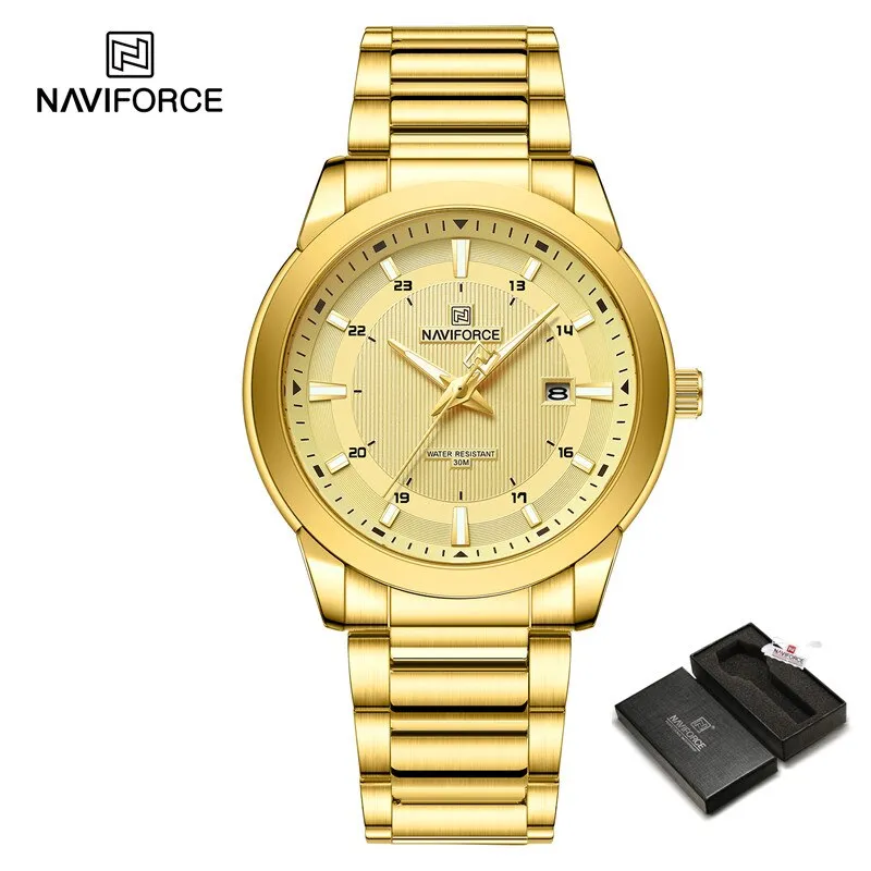 NAVIFORCE NF8029 New Luxury Men Watches Business Luminous Date Clock Stainless Steel Waterproof Male Quartz Wristwatches Reloj Hombre