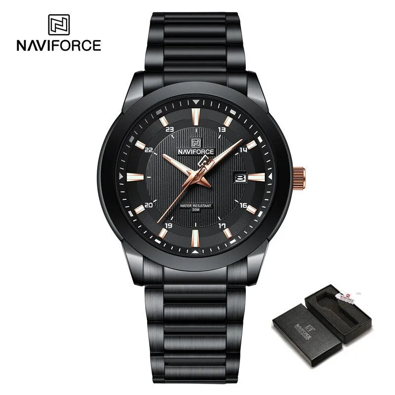 NAVIFORCE NF8029 New Luxury Men Watches Business Luminous Date Clock Stainless Steel Waterproof Male Quartz Wristwatches Reloj Hombre