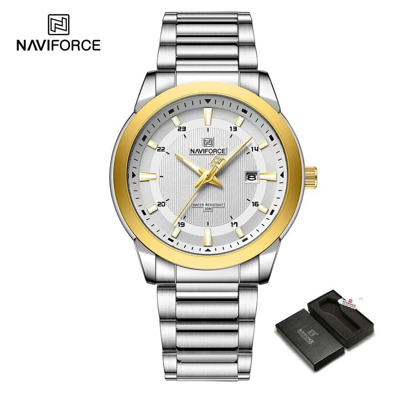 NAVIFORCE NF8029 New Luxury Men Watches Business Luminous Date Clock Stainless Steel Waterproof Male Quartz Wristwatches Reloj Hombre