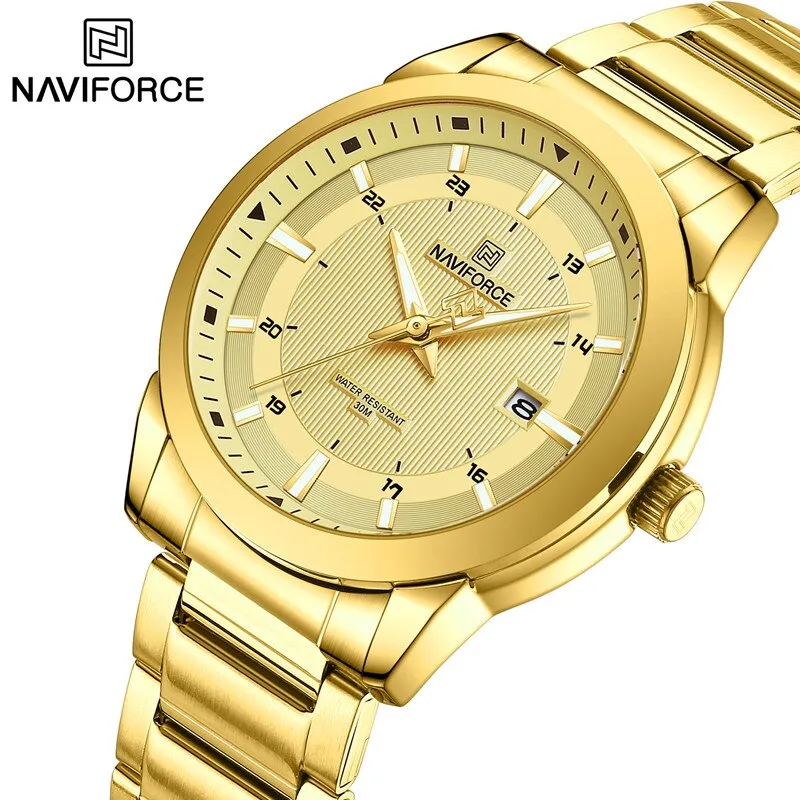 NAVIFORCE NF8029 New Luxury Men Watches Business Luminous Date Clock Stainless Steel Waterproof Male Quartz Wristwatches Reloj Hombre
