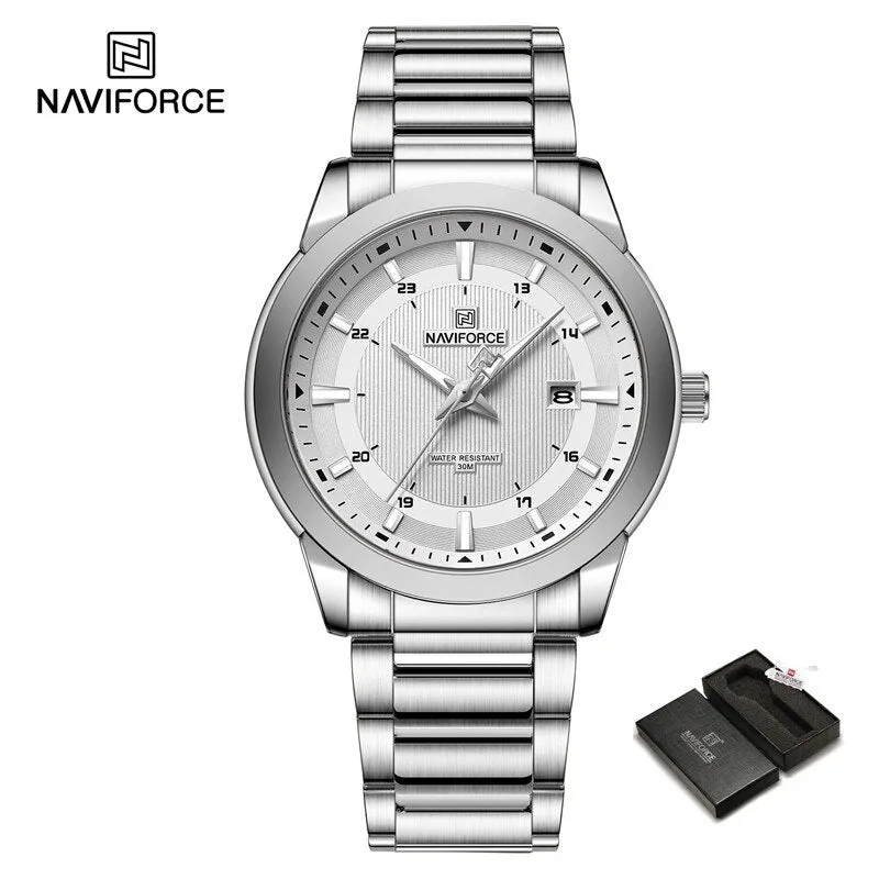 NAVIFORCE NF8029 New Luxury Men Watches Business Luminous Date Clock Stainless Steel Waterproof Male Quartz Wristwatches Reloj Hombre