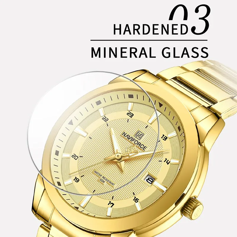 NAVIFORCE NF8029 New Luxury Men Watches Business Luminous Date Clock Stainless Steel Waterproof Male Quartz Wristwatches Reloj Hombre
