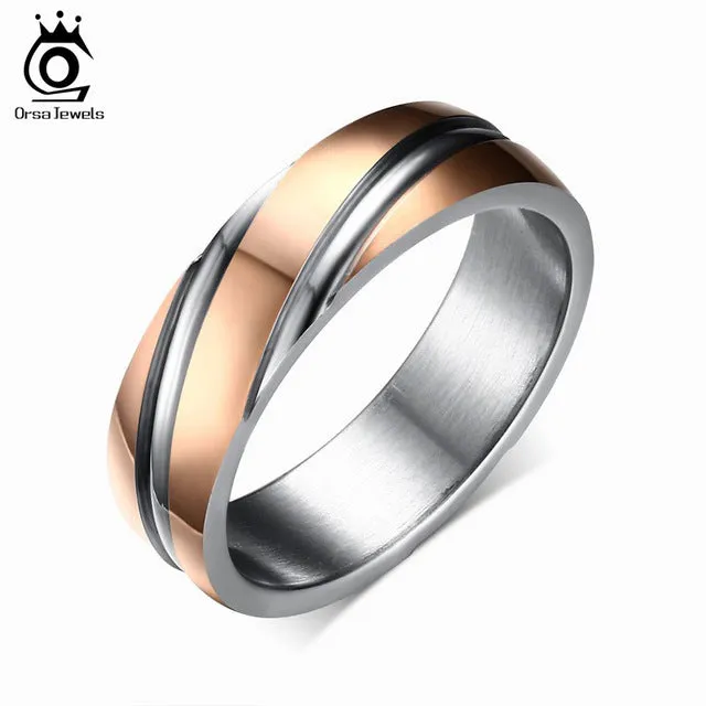 ORSA JEWELS 2017 New Fashion Daily Wear Rings Top Quality Lead & Nickel Free Black Color Stainless Steel Men Party Rings OTR60