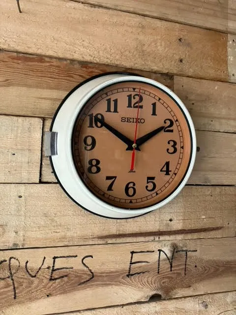 Seiko salvaged Ships Original Cabin Clock White