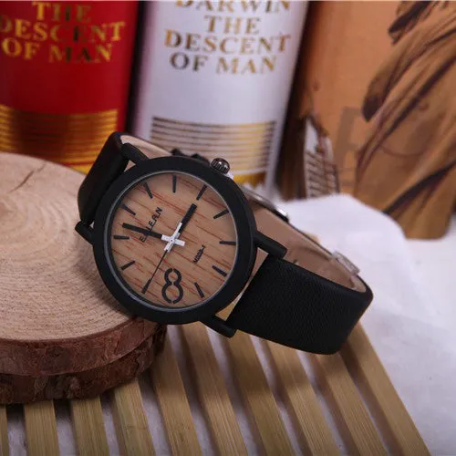 Simulation Wooden Relojes Quartz Men Watches Casual Wooden Color Leather Strap Watch Wood Male Wristwatch Relogio Masculino
