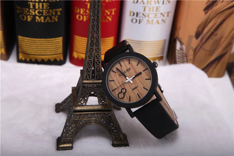 Simulation Wooden Relojes Quartz Men Watches Casual Wooden Color Leather Strap Watch Wood Male Wristwatch Relogio Masculino