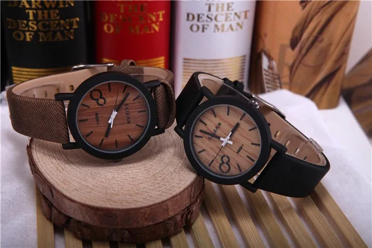 Simulation Wooden Relojes Quartz Men Watches Casual Wooden Color Leather Strap Watch Wood Male Wristwatch Relogio Masculino