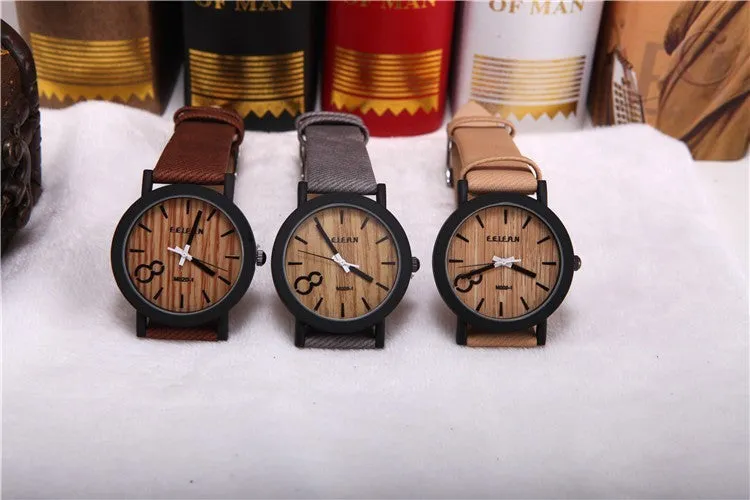 Simulation Wooden Relojes Quartz Men Watches Casual Wooden Color Leather Strap Watch Wood Male Wristwatch Relogio Masculino