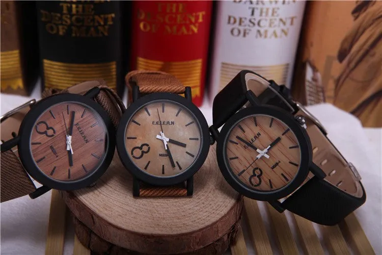 Simulation Wooden Relojes Quartz Men Watches Casual Wooden Color Leather Strap Watch Wood Male Wristwatch Relogio Masculino