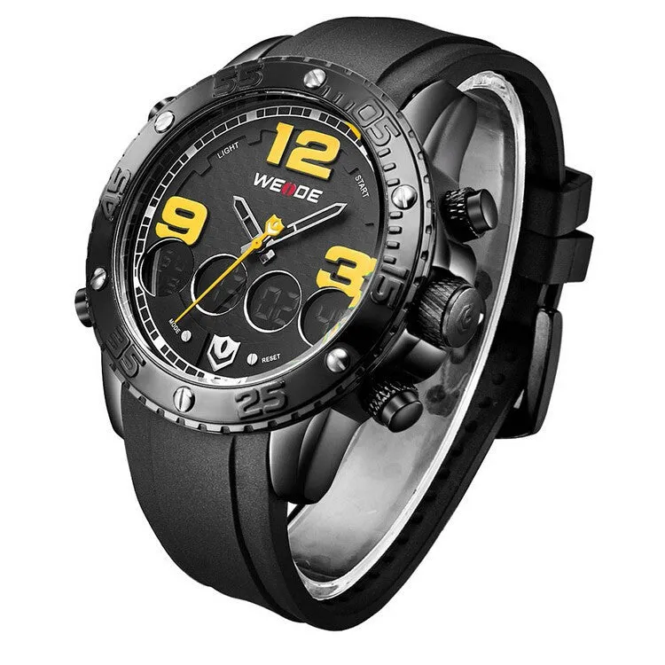 WEIDE Watches Men Luxury Brand Top Stainless Steel Wrist Band Analog Alarm Stopwatch Digital Display Fashion Mens Casual Watch