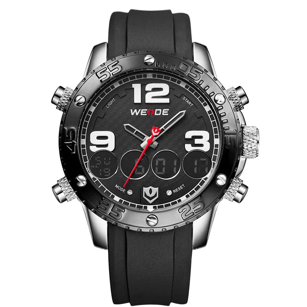 WEIDE Watches Men Luxury Brand Top Stainless Steel Wrist Band Analog Alarm Stopwatch Digital Display Fashion Mens Casual Watch