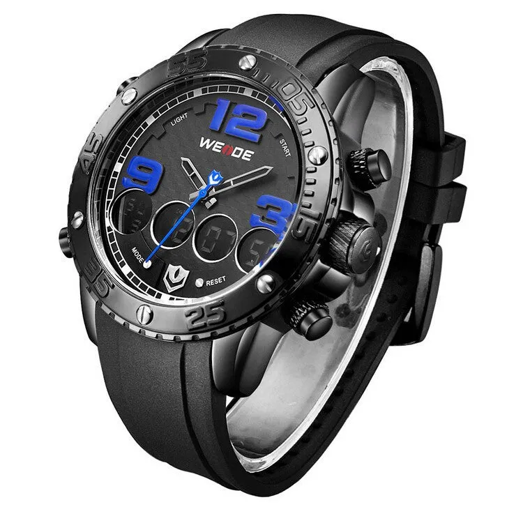 WEIDE Watches Men Luxury Brand Top Stainless Steel Wrist Band Analog Alarm Stopwatch Digital Display Fashion Mens Casual Watch