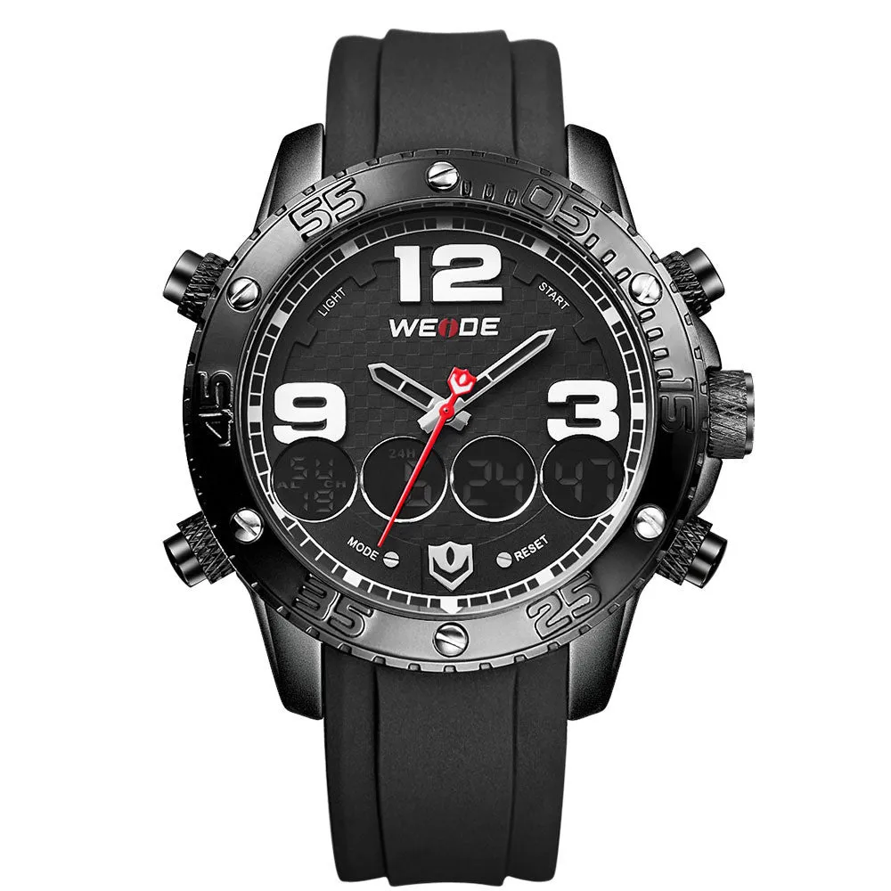 WEIDE Watches Men Luxury Brand Top Stainless Steel Wrist Band Analog Alarm Stopwatch Digital Display Fashion Mens Casual Watch
